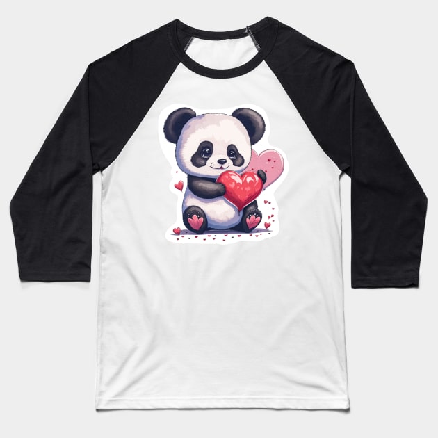 Minimal Cute Baby Panda Baseball T-Shirt by Imagination Gallery